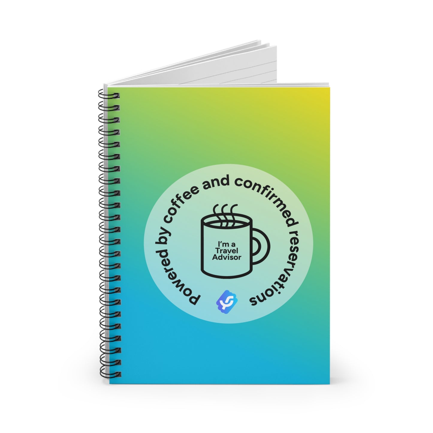 “Powered by Coffee and Confirmed Reservations” - Spiral Notebook