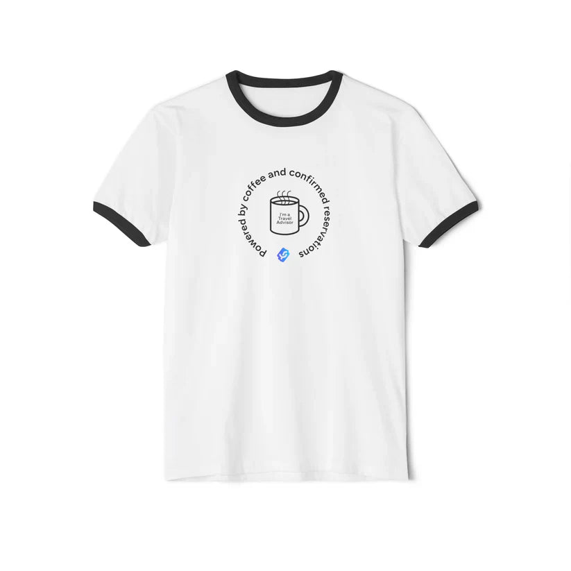 “Powered by Coffee and Comfortable Procrastination” Ringer Tee