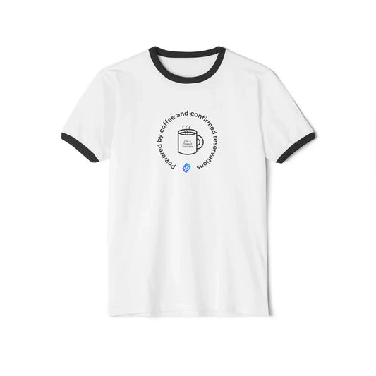 “Powered by Coffee and Comfortable Procrastination” Ringer Tee