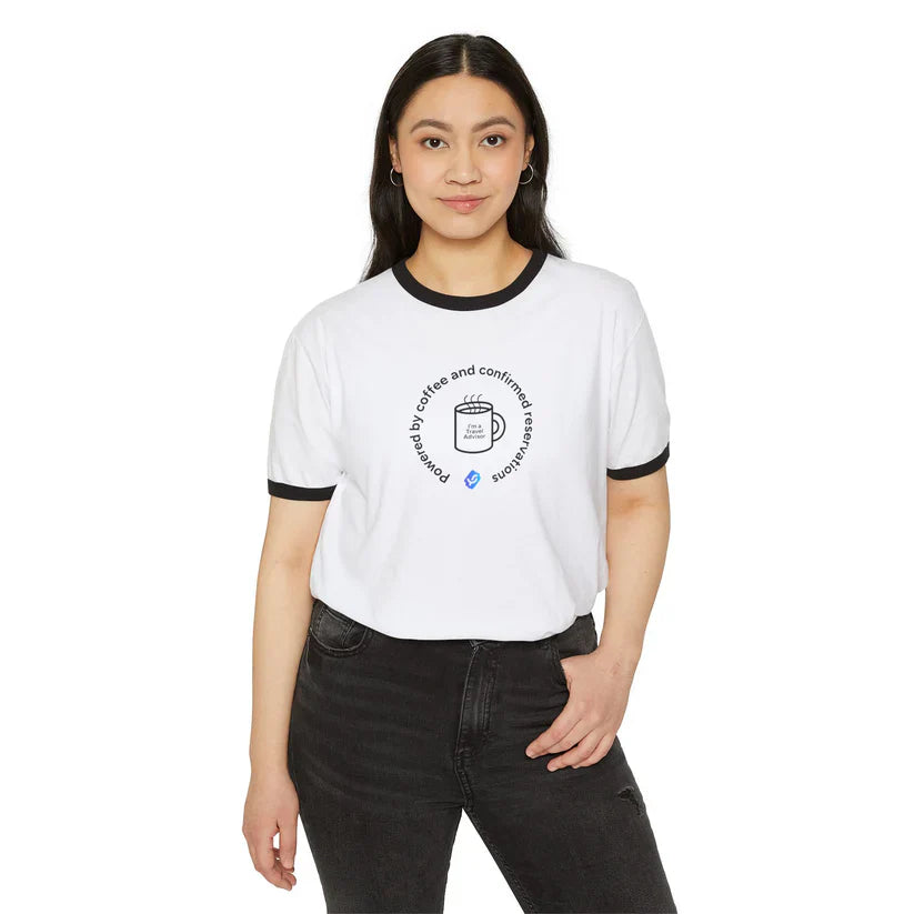 “Powered by Coffee and Comfortable Procrastination” Ringer Tee
