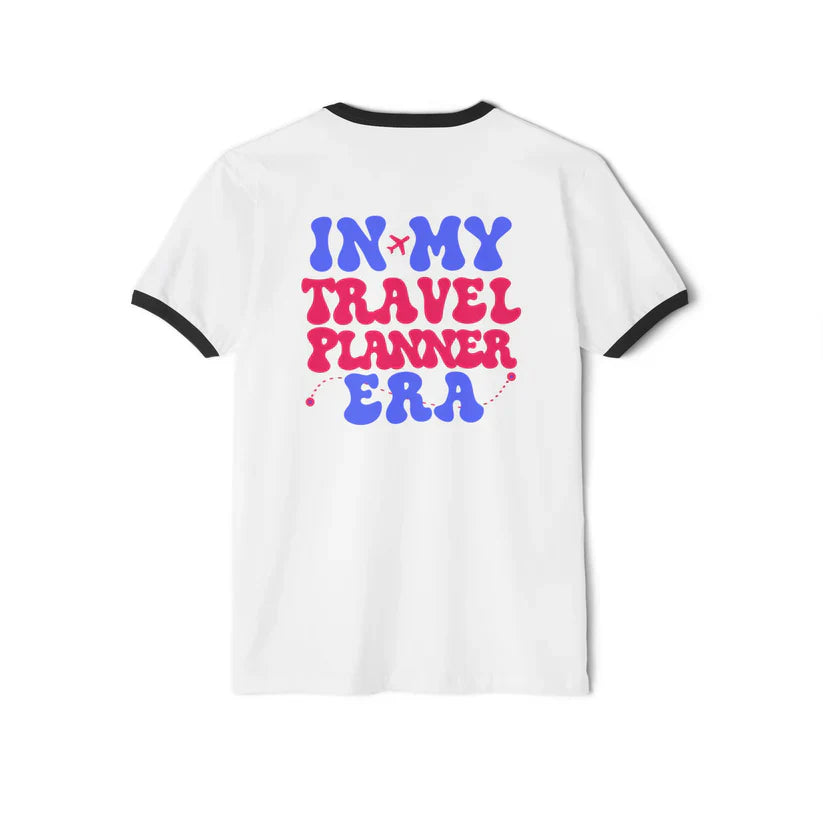 Travel Planner Ringer Tee — "In My Travel Planner Era" Retro Graphic
