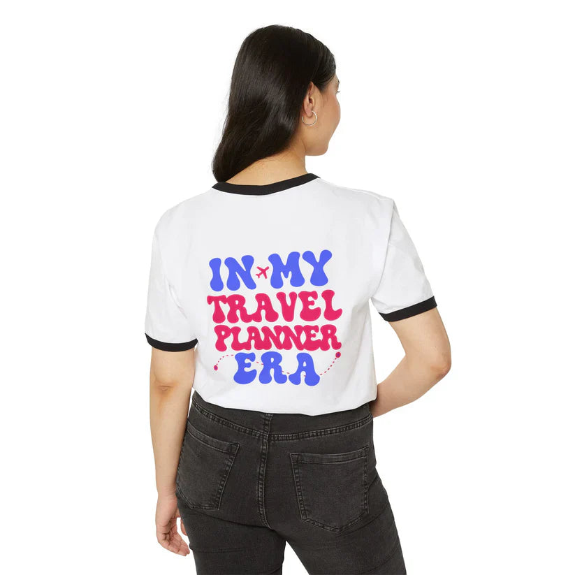 Travel Planner Ringer Tee — "In My Travel Planner Era" Retro Graphic