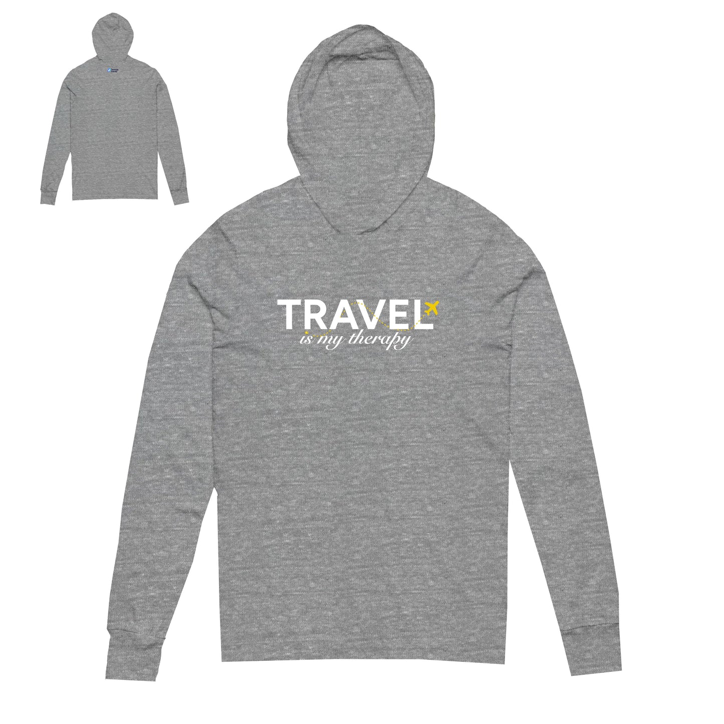 "Travel Is My Therapy Hooded" Hooded Long Sleeve Tee